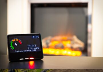 A person checking on energy usage on a home smart meter. A technology use concept.